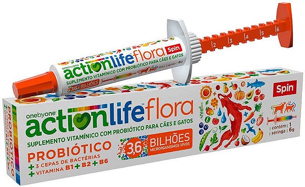 Suplemento Vitamínico Spin Pet Actionlife Flora Probiótico para Cães e Gatos