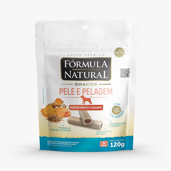 Snacks Pele e Pelagem Formula Natural Cães Adultos Portes Médio e Grande 120g