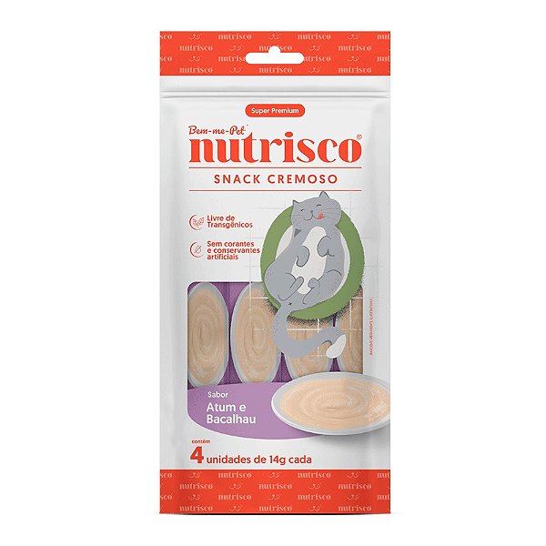 Petisco Cremoso Nutrisco para Gatos Atum e Bacalhau 56g