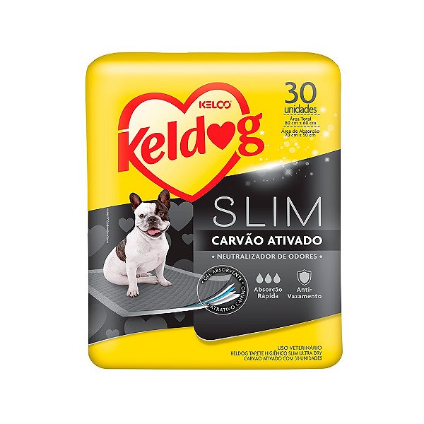 Tapete Higiênico Keldog Slim Carvão Ativado para Cães 30 Unidades