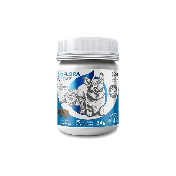 Suplemento Soft Care Nutri Bioflora Pet para Cães e Gatos 30 Tabletes