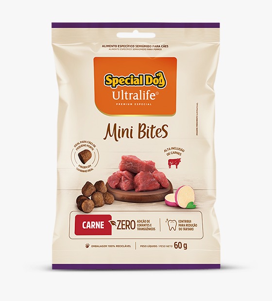 Bifinho Mini Bites Special Dog Ultralife sabor Carne