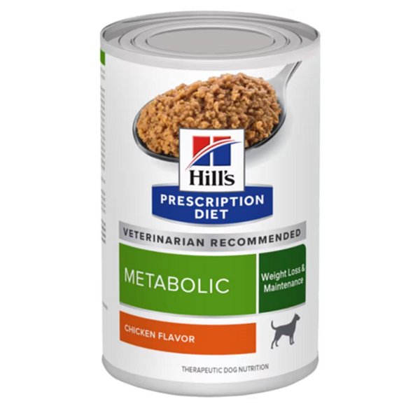 Ração Úmida Lata Hill's Prescription Diet Metabolic Sabor Galinha para Cães 370g