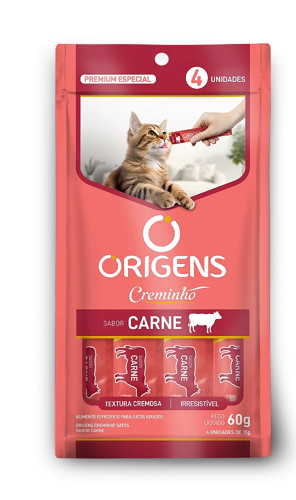 Alimento Úmido Origens Creminho Sabor Carne para Gatos 60g