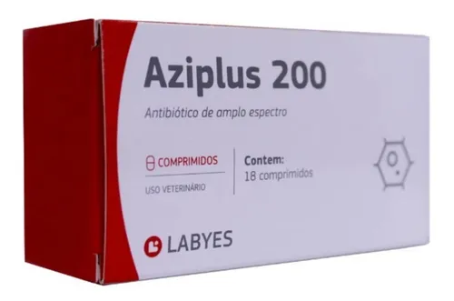 Aziplus 200 Labyes – 6 comprimidos de 200 mg - Antibiótico veterinário de amplo espectro –