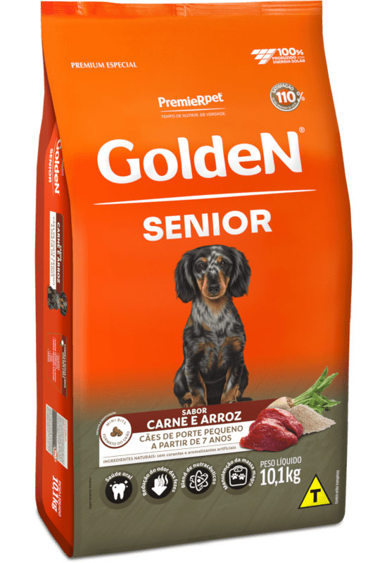 Ração Seca Golden Fórmula Cães Sênior Porte Pequeno sabor Carne e Arroz