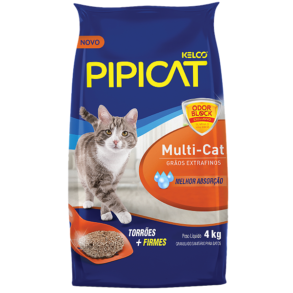 Areia Higiênica Pipicat Multi Cat Odor Block