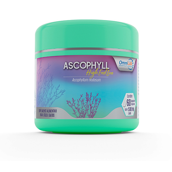 Ascophyll High End Line 500 mg 60 cápsulas Suplemento com Fucoidan para Cães e Gatos