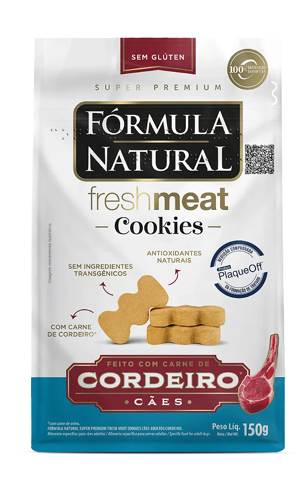 Fórmula Natural Fresh Meat Cookies Petisco Sabor Cordeiro Super Premium para Cães Adultos 150g