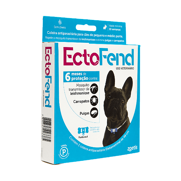 Coleira Ectofend Zoetis Antiparasitária e Repelente para Cães de Pequeno e Médio Porte