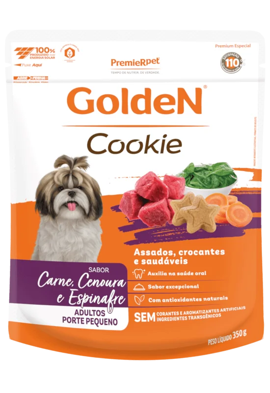 GoldeN Cookie para Cães Adultos Sabor Carne, Cenoura e Espinafre 350g