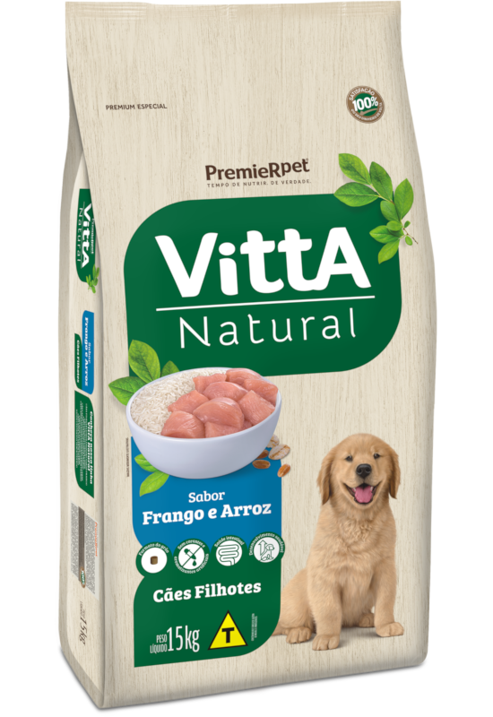 Ração Vitta® Natural Cães Filhotes Sabor Frango & Arroz 15kg