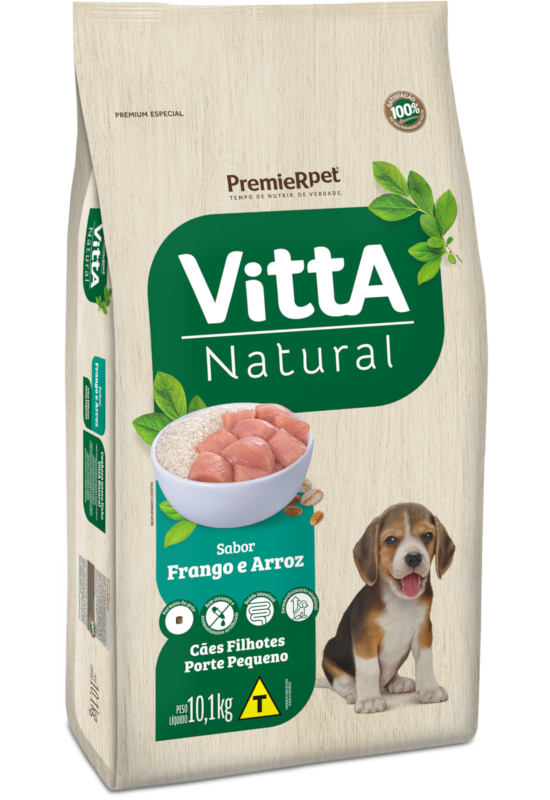 Ração VittA® Natural Cães Filhotes Porte Pequeno Sabor Frango & Arroz