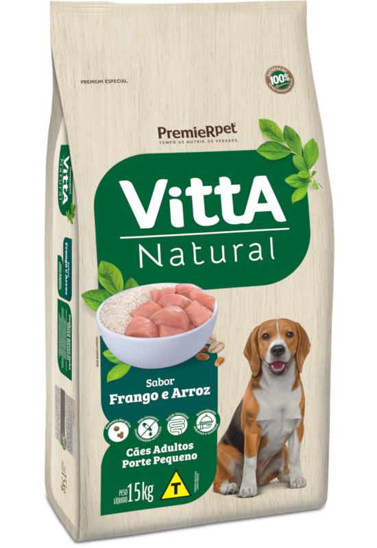 Ração VittA® Natural Cães Adultos Porte Pequeno Sabor Frango & Arroz