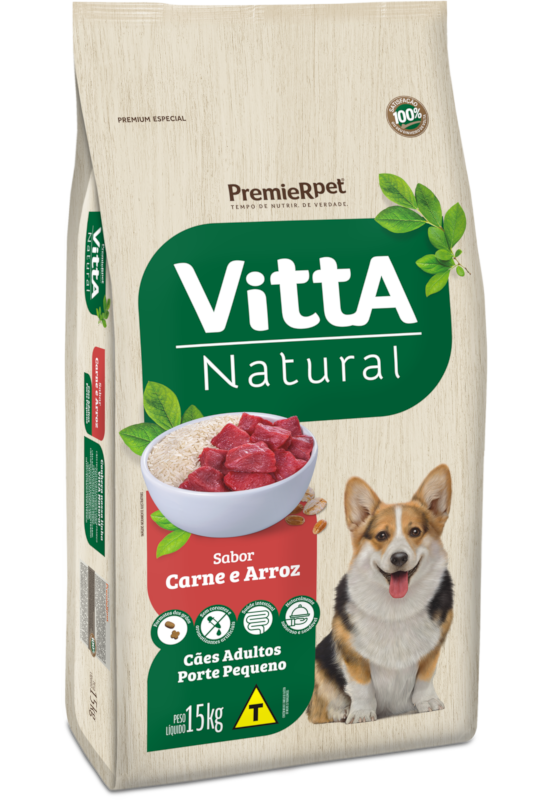 Ração VittA® Natural Cães Adultos Porte Pequeno Sabor Carne & Arroz