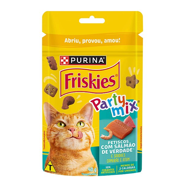 Petisco Friskies Party Mix para Gatos Sabor Salmão