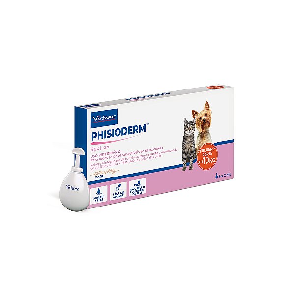 Hidratante Virbac Phisioderm Spot On 2ml para Cães e Gatos Até 10kg