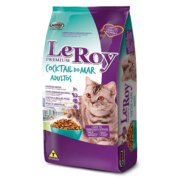 Ração Seca LeRoy Premium Gato Adulto Sabor Cocktail do Mar 10kg