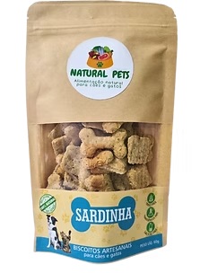 Biscoito Natural para Cães Natural Pets Sabor Sardinha 60g
