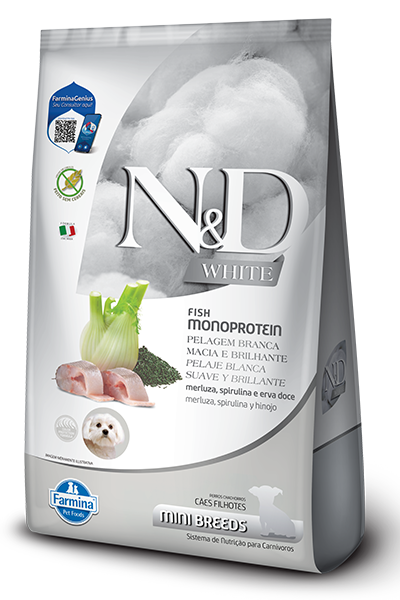 Ração Farmina N&D White Puppy Mini 1,5kg para Cães Filhotes de Porte Mini Sabor Peixe 1,5kg