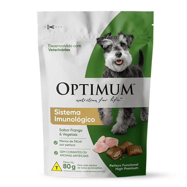 Petisco Optimum Sistema Imunológico Sabor Frango e Vegetais para Cães Adultos 80g