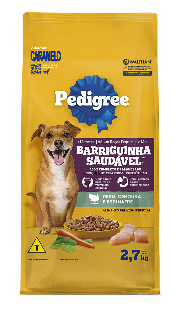 Ração Pedigree Barriguinha Saudável para Cães Adulto Raças Pequenas Sabor Peru