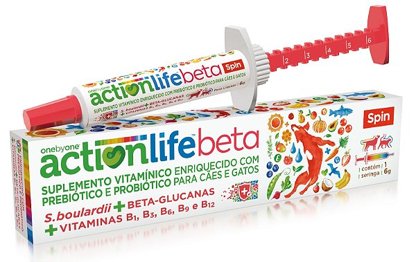 Suplemento Probiótico OnebyOne ActionLife Beta Spin Pet para Cães e Gatos 6g