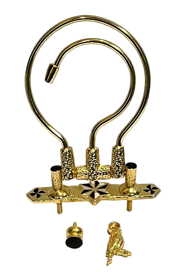 Gancho Luxo Dourado Com Alça Completo Para Gaiolas de Trinca Ferro
