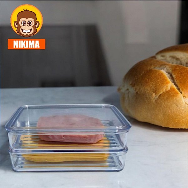 Porta Frios Presunto Queijo Acrílico Duplex Duplo Com Tampa