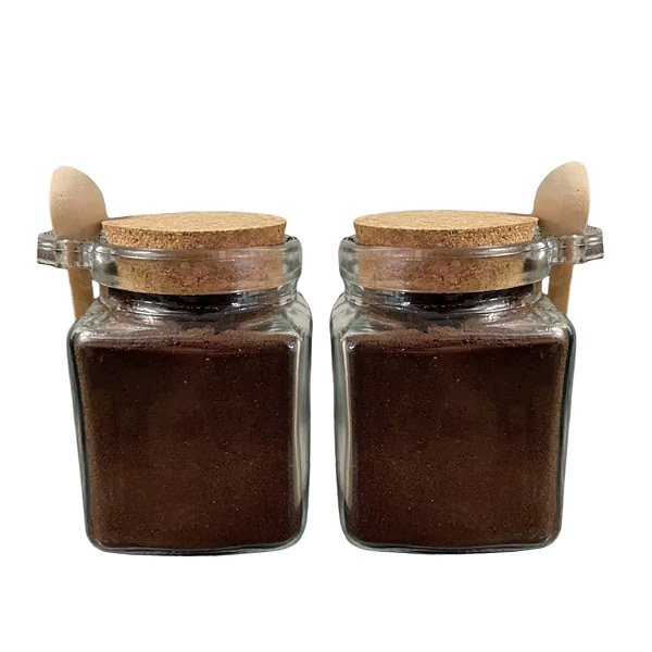 Porta Condimentos De Vidro Colher Bambu E Tampa Rolha 310ml Lyor
