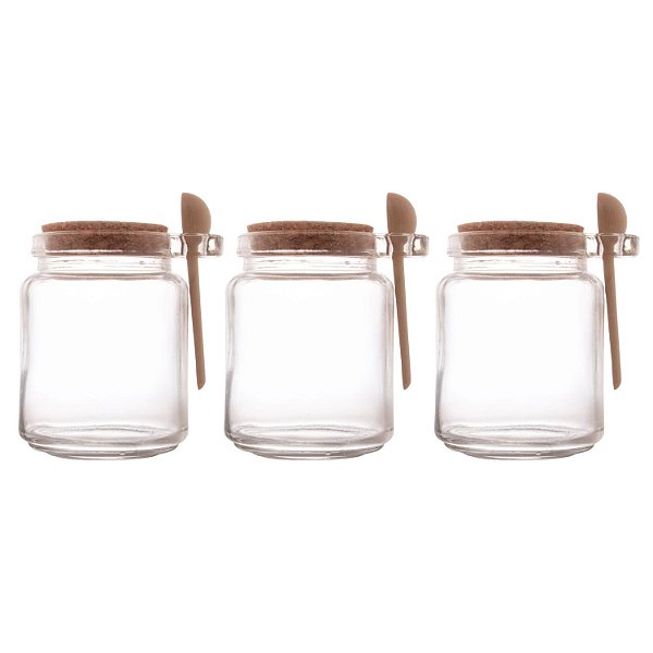 Pote Vidro Tempero Tampa Rolha C/ Colher Bambu 240ml Lyor