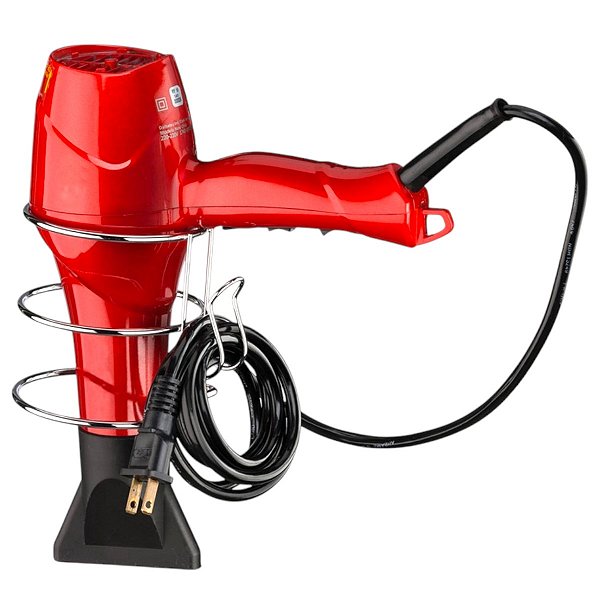 Suporte Porta Secador de Cabelo Parede Aço Cromado Resistente Banheiro