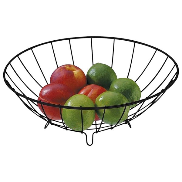 Cesta de Frutas Aço Inoxidável Preto Fosco Organizador Balcão Cozinha