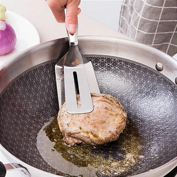 Pegador Aço Inox Lyor Para Carne Churrasco Pizza Massas e Saladas Cozinha