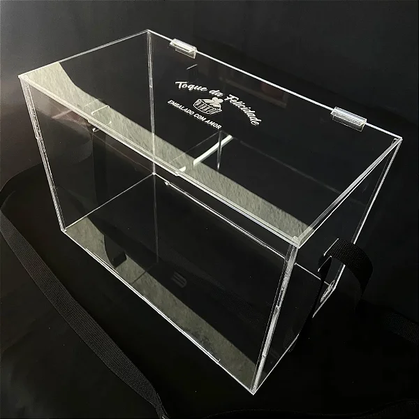 Expositor Acrilico Cristal 56 Caixinhas Felicidade com tampa, alça e logo