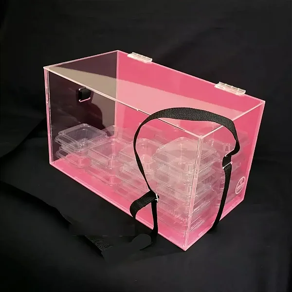 Expositor Acrílico Rosa 56 Caixinhas Bolo Pote Copo Doces