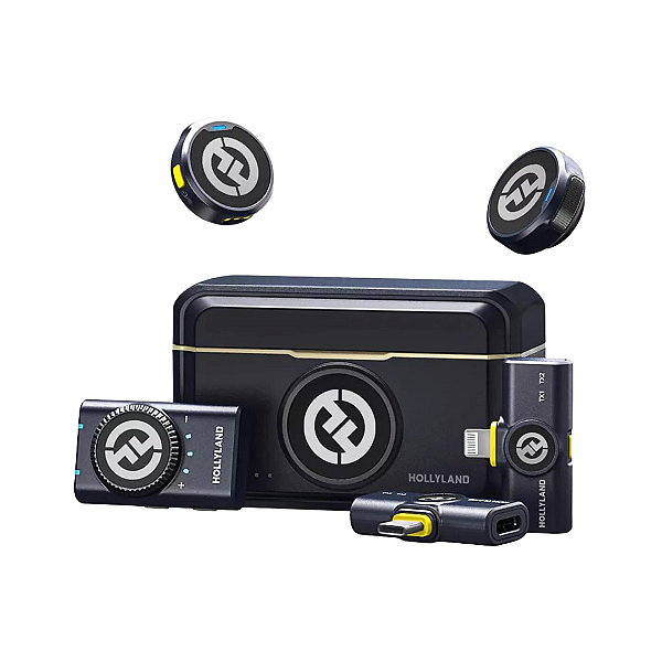 MICROFONE LARK M2 COMBO HOLLYLAND LAPELA DUPLO SEM FIO CÂMERA E SMARTPHONE (DIÁRIA)