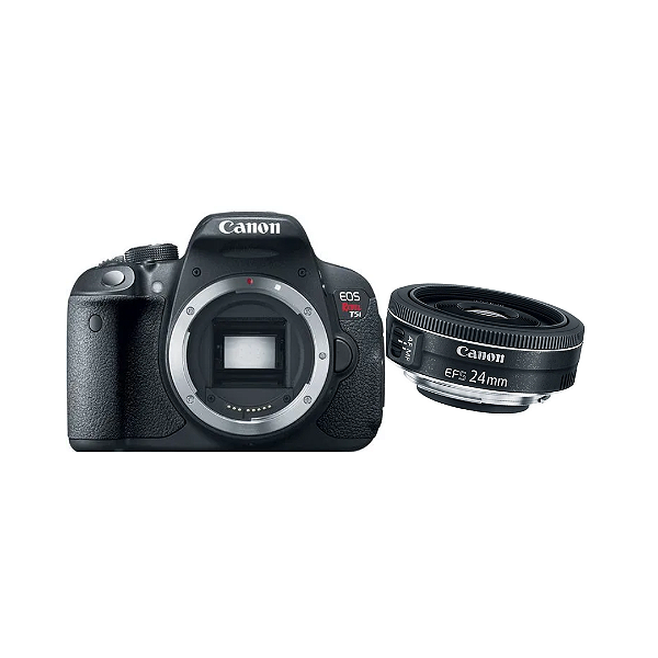 CÂMERA CANON DSLR EOS REBEL T5I +LENTE CANON EF-S 24MM F2.8 STM (DIÁRIA)