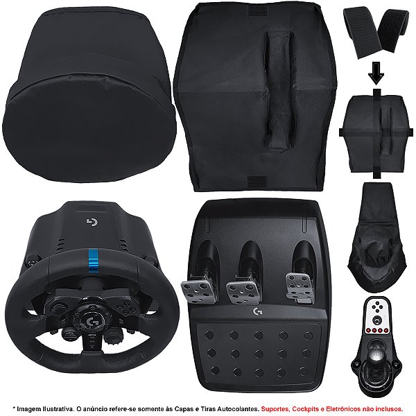 Kit de Capas Protetoras p/ Volante, Base e Pedais + Capa p/ Câmbio G25 / G27 Racing Wheel Simulador Gamer Logitech