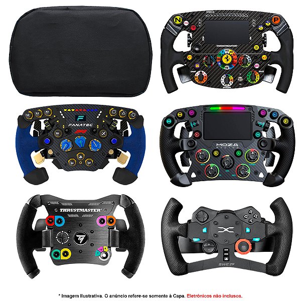 Capa Protetora Qualicapas Compatível c/ Add-On / Volante F1 Retangular Logitech Thrustmaster Fanatec Moza Racing Simulador Gamer até 28cm de Diâmetro