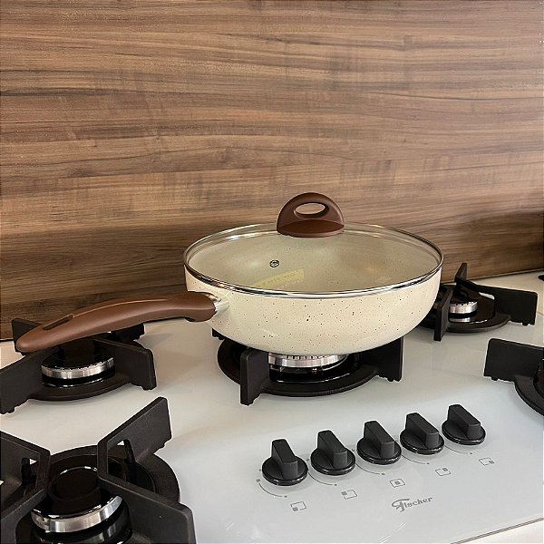 Panela Wok Frigideira Brinox Cerâmica 3,4l 2,5mm Vanilla