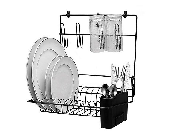 Escorredor de Parede Cook Home 32cm Preto Fosco