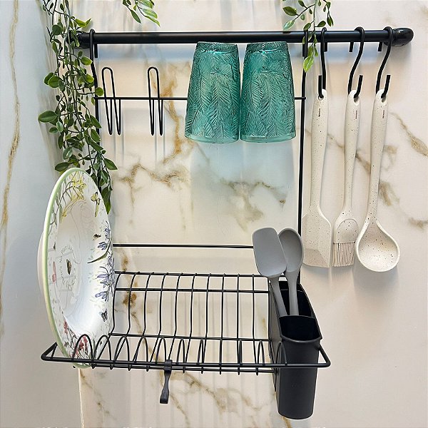 Escorredor de Parede Cook Home 52cm Preto Fosco