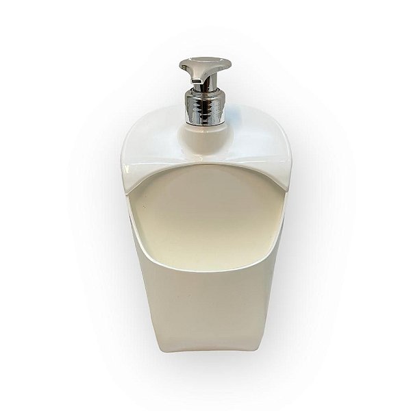 Porta Detergente Bucha Dosador Cromado Branco