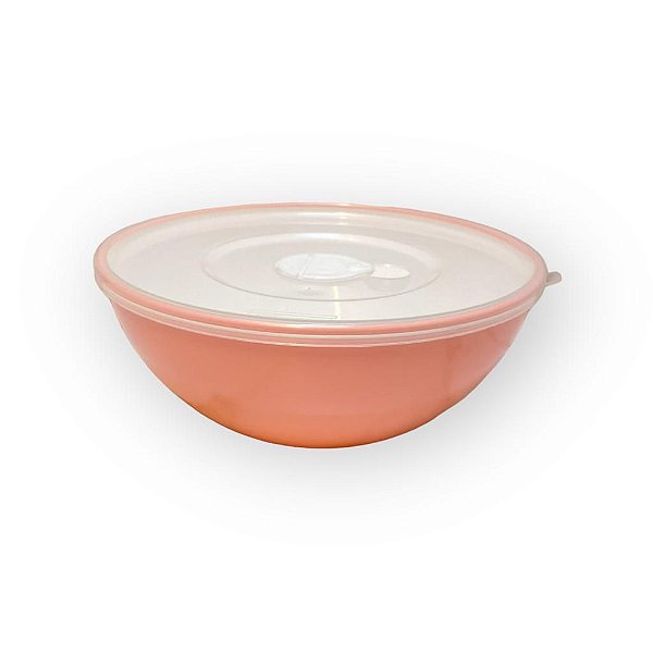 Pote Tigela Bowl Vasilha Rosa Com Tampa e Válvula Abertura 350ml
