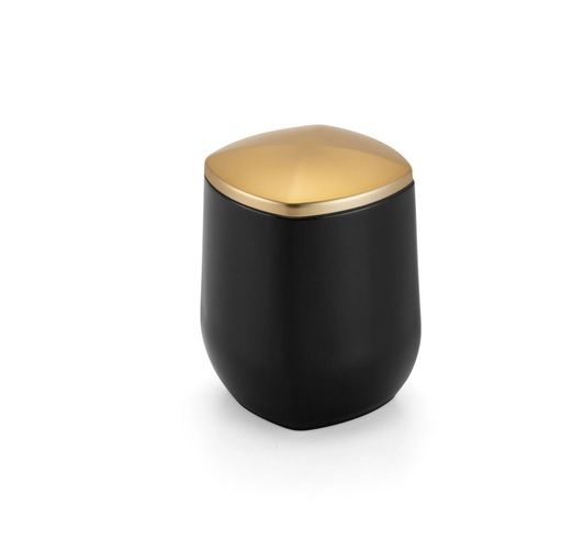 Porta Algodão Cotonete Luxo Preto Dourado