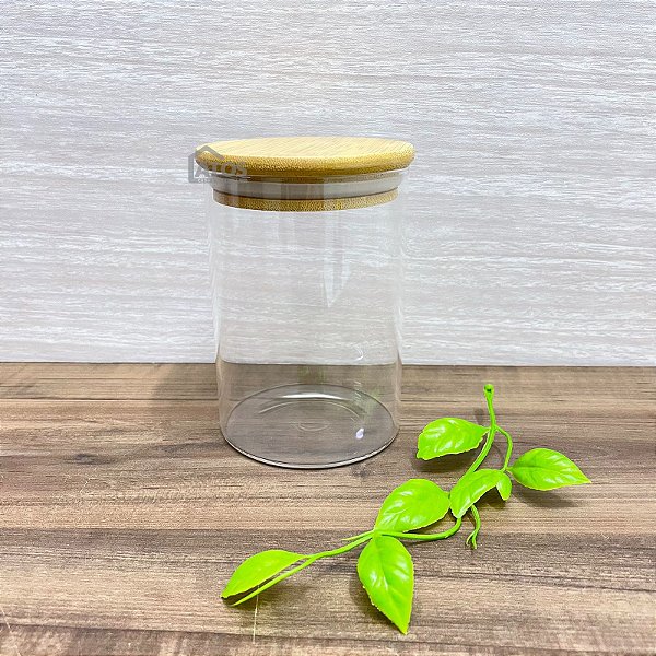 Porta Tempero/Condimentos Vidro Bancada Bambu 550ml Plasvale