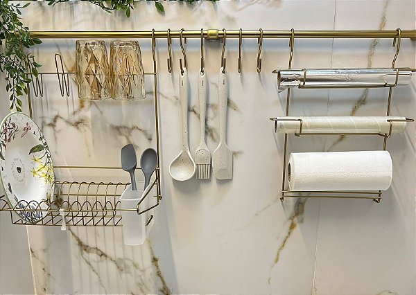 Escorredor de Parede Cook Home 1,00 Metro Dourado Fosco