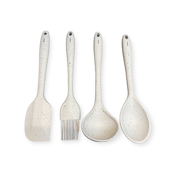 Kit Conjunto Utensílios Silicone Vanilla Brinox 4Pçs