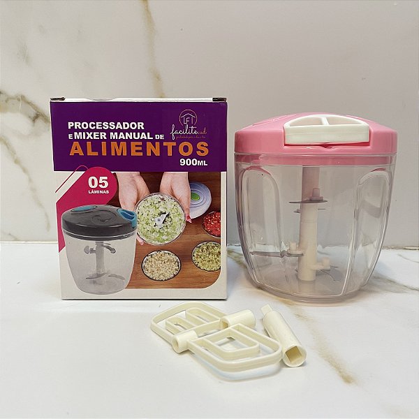 Processador Manual e Mixer De Alimentos 5 Laminas 900ml